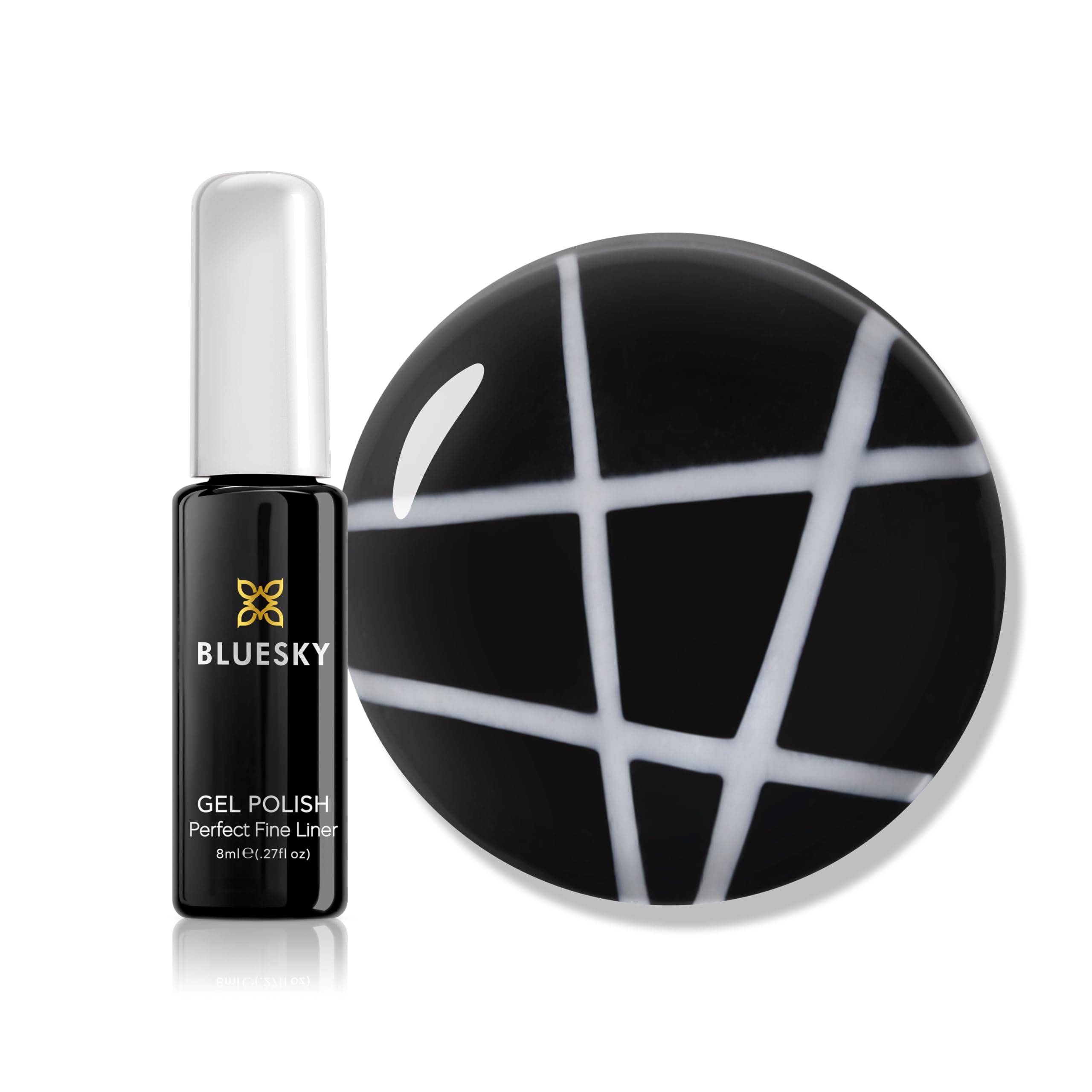 Bluesky Gel Polish, Fine Liner Nail Art Gel Polish - White Chalk, 8g Matte Fine Line Gel for Nail Design (Requires Drying Under UV LED Lamp)