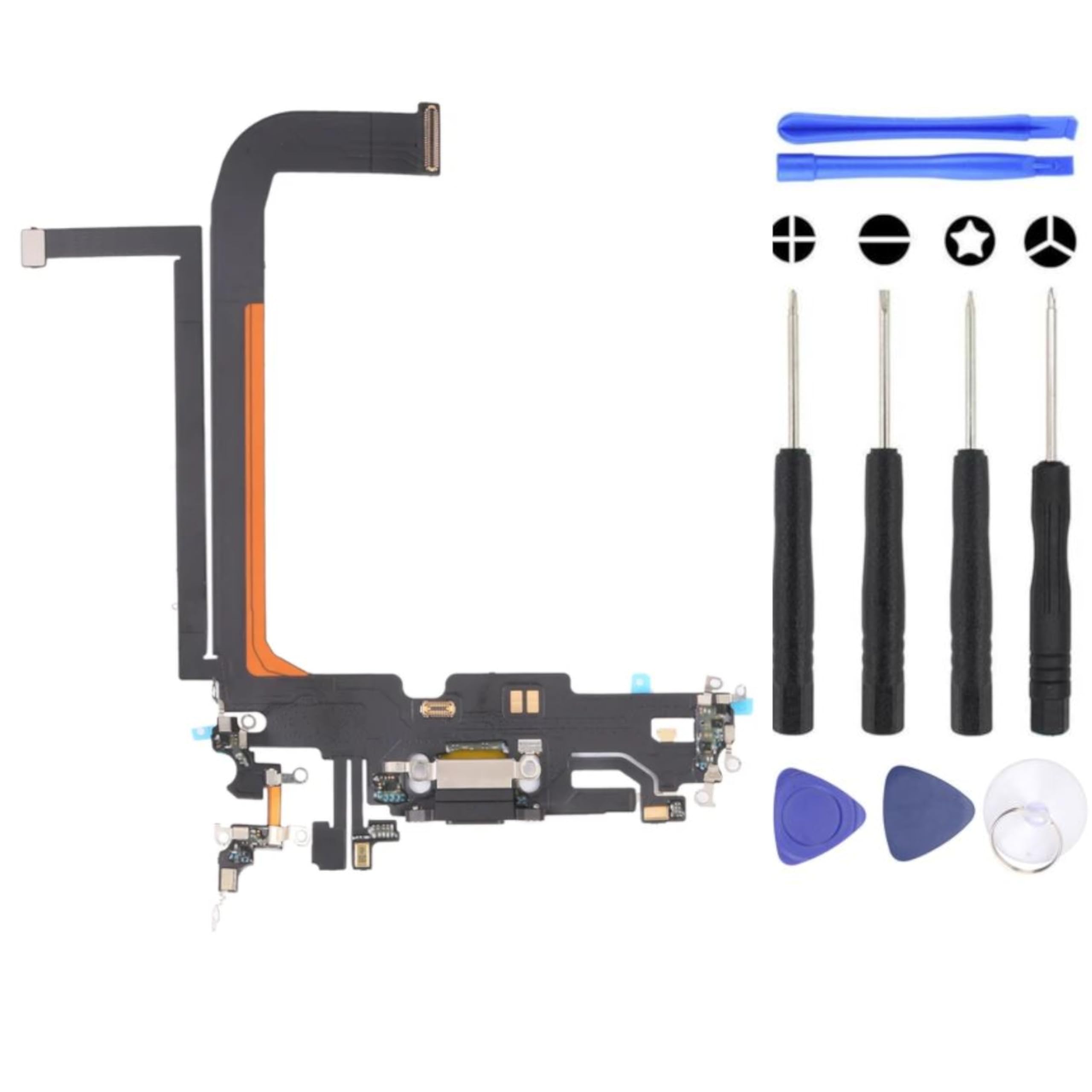 S&L ENTERPRISE Charging Port Dock Connector Compatible with iPhone 13 Pro Max 2021 Replacement Flex Cable Incl. Repair Kit – Black