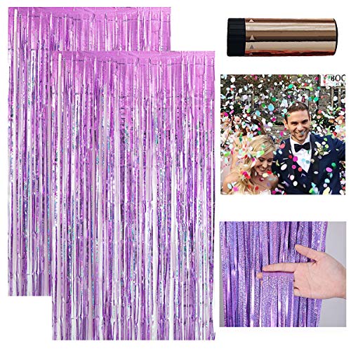 2 Paquete Cortinas Oropel, Cortinas Brillante de Borlas,Cortinas de Flecos,Aluminio Flecos Cortina,Cortina de Borla de Fondo de Foto para Decoraciones Bricolaje Fotomatón,Cumpleaños,Fiesta