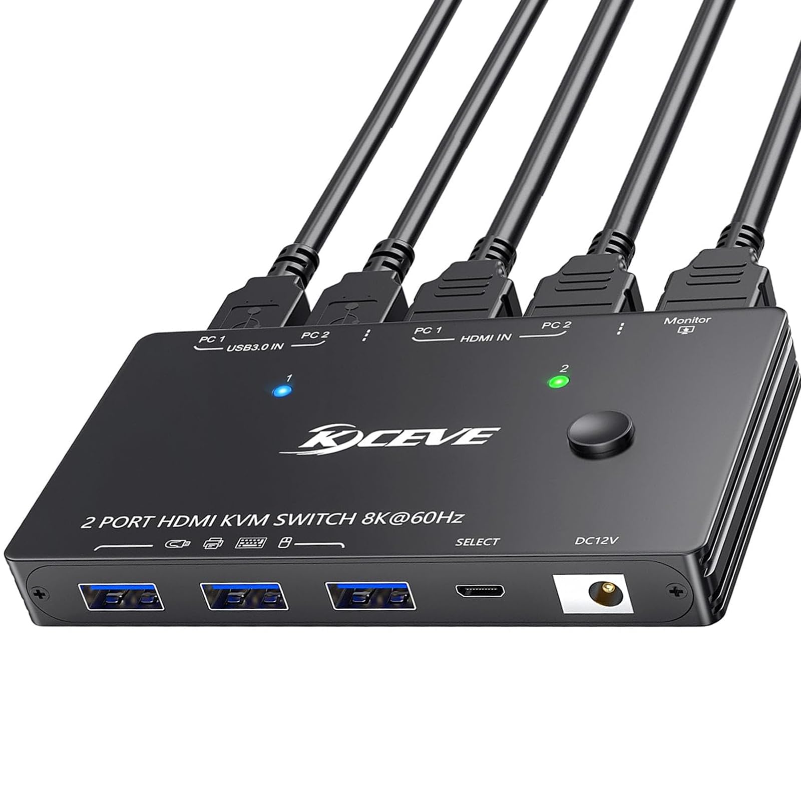 8K HDMI KVM Switch 1 Monitors 2 Computers, 8K@60Hz/4K@120Hz KVM Switch for 2 Computers Sharing 1 Monitors, Keyboard, Mouse,with 2 USB Cables,Controller and Power Adapter-picture-18