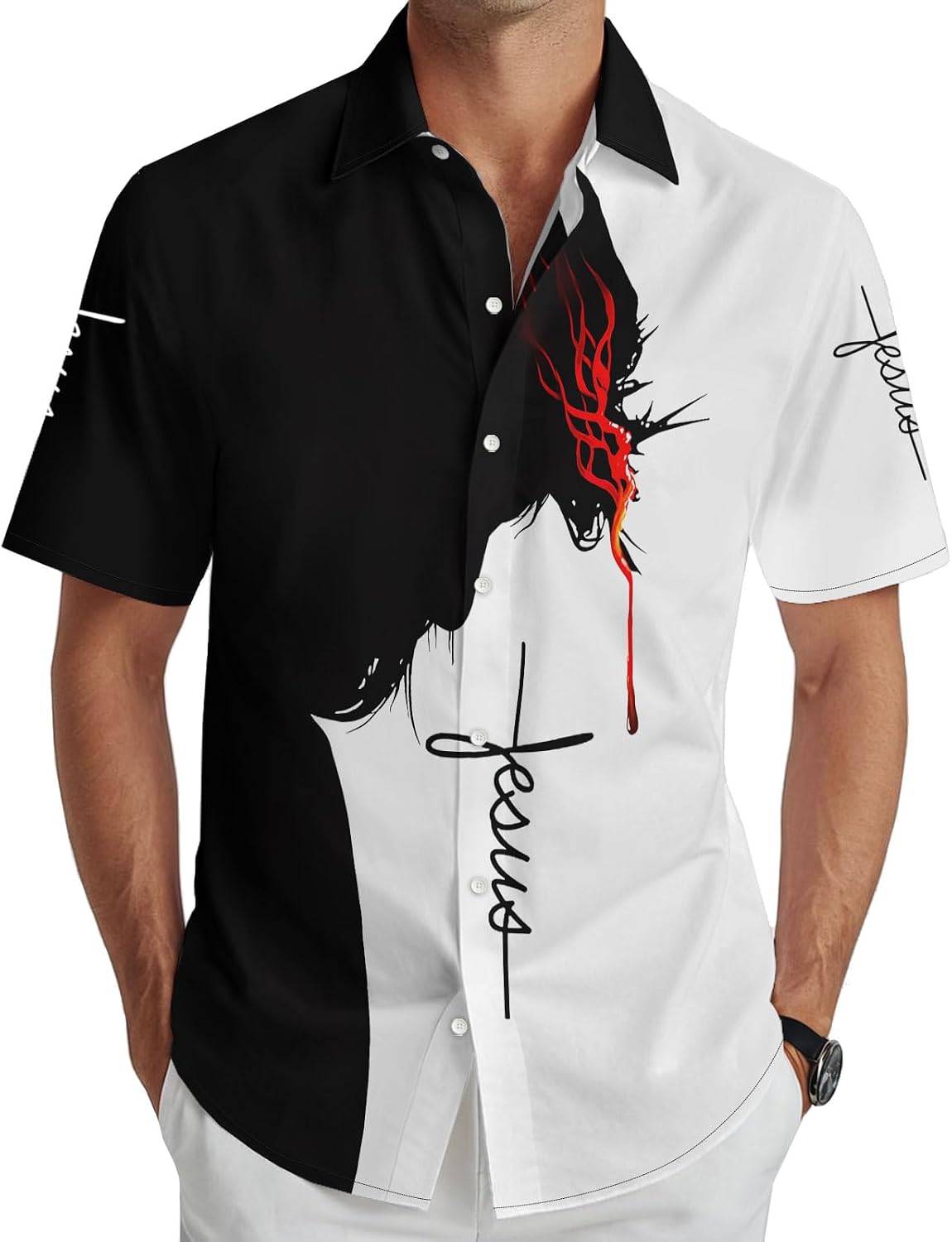 Funny Hawaiian Shirt for Men Vintage Print Short Sleeve Button Down Casual Summer Party Shirt