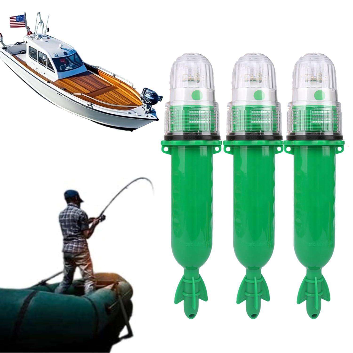 Boat Flares,Visual Distress Signals for Boating,Boat Flares Coast Guard Approved Marine,Intelligent Light Waterproof Emergency Flares for Fishing Nets,Buoys (Green,3PC)