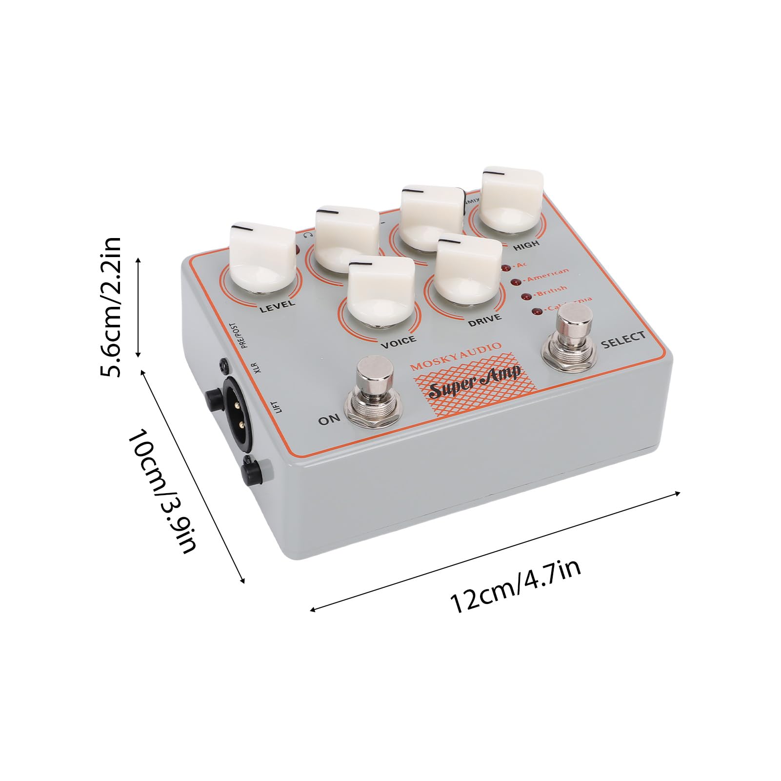 Btuty Pedale Effetti per Chitarra, DI Box Simulatore DI Amplificatore 4 in 1 con Simulatore DI Cabinet per Uscita Cuffie con Ingresso AUX, per Esercitarsi Nella Registrazione DI
