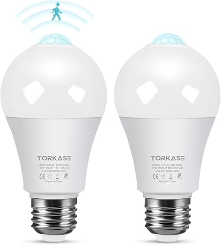 Bombillas con sensor de movimiento, 13 W (equivalente a 100 vatios), bombilla LED de seguridad activada por movimiento, luz diurna de 5000 K,