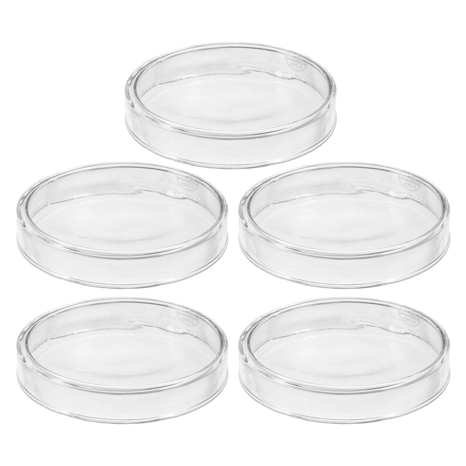VALICLUD 5 Pezzi Piastre di Petri in Vetro con Coperchio da Trasparenti Riutilizzabili per Colture Cellulari Tessuti Vegetali e Esperimenti di Microbiologia in Laboratorio
