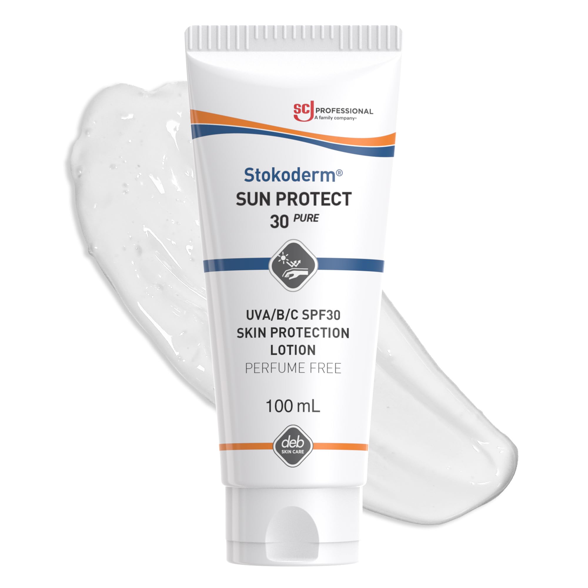 SC Johnson Professional Stokoderm Sun Protect SPF30 - UVA/UVB/UVC Protection - Moisturising Suncream - Water Resistant - Vitamin E - Perfume Free - 100ml Tube - for Professional Use Only
