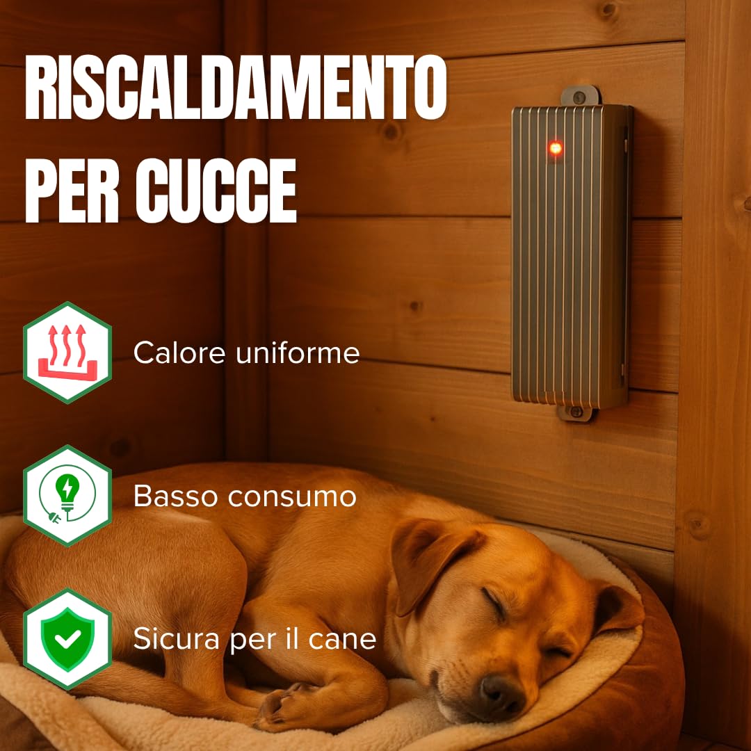 Stufetta per Cani – Riscaldamento per Cuccia e Box Esterni – Radiatore Elettrico in Alluminio a Basso Consumo per Animali – Diffusione Uniforme del Calore, Ideale per Cucce o Casette Esterne (30W)