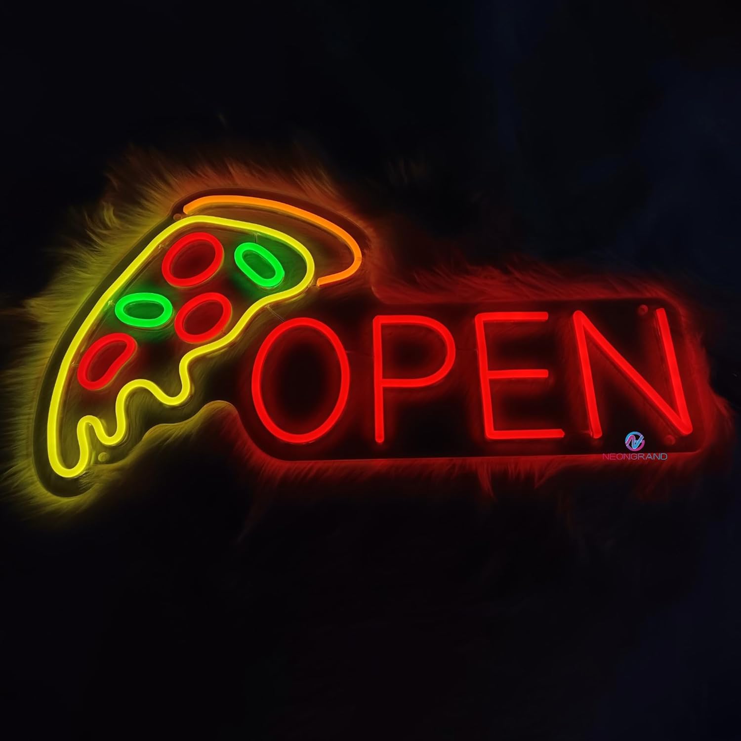 Neon Pizza Sign (LARGE 24x12.7'') Led Open Sign Led Open Signs for Business Pizza Decorations for Party Pizza Neon Signs (24x12.7 inches)