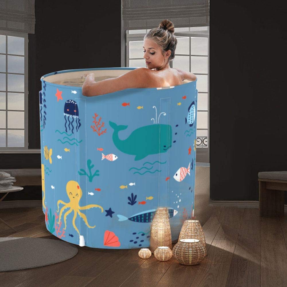 Vasca da Bagno Pieghevole, Vasca da Bagno per Uso Domestico per Adulti, Design a Doppio Scarico, Ecologico e Resistente, Adatto per docce familiari