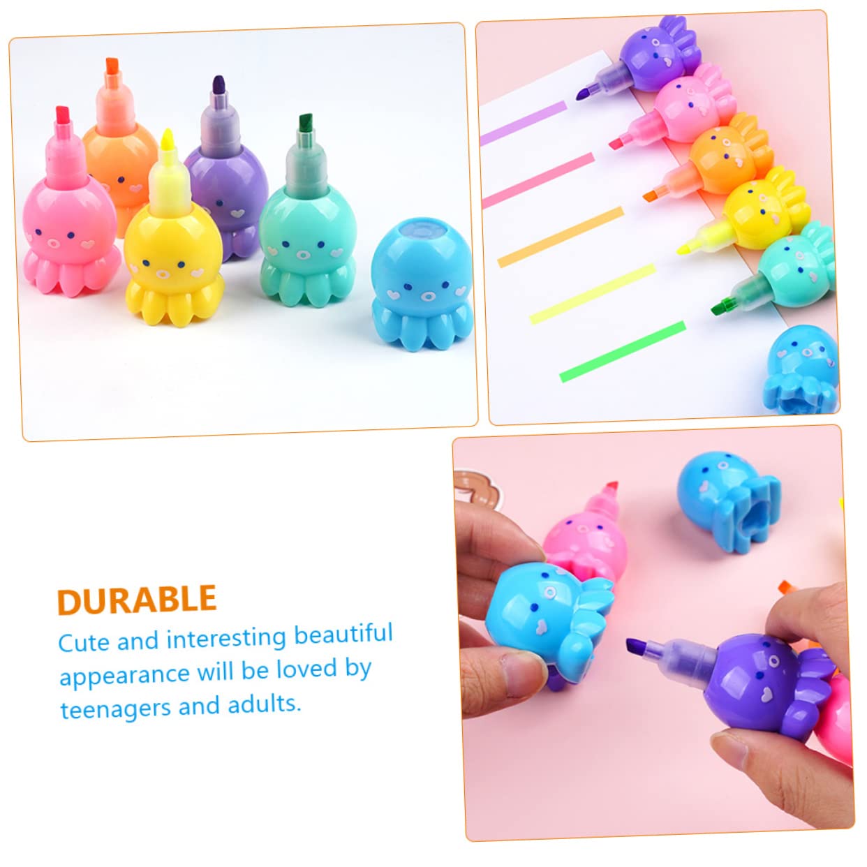 LALAFINA Kit di 18 Evidenziatori a Polpo Colorati, Punta Versatile e Leggero, in Plastica, per Scuola e Appunti