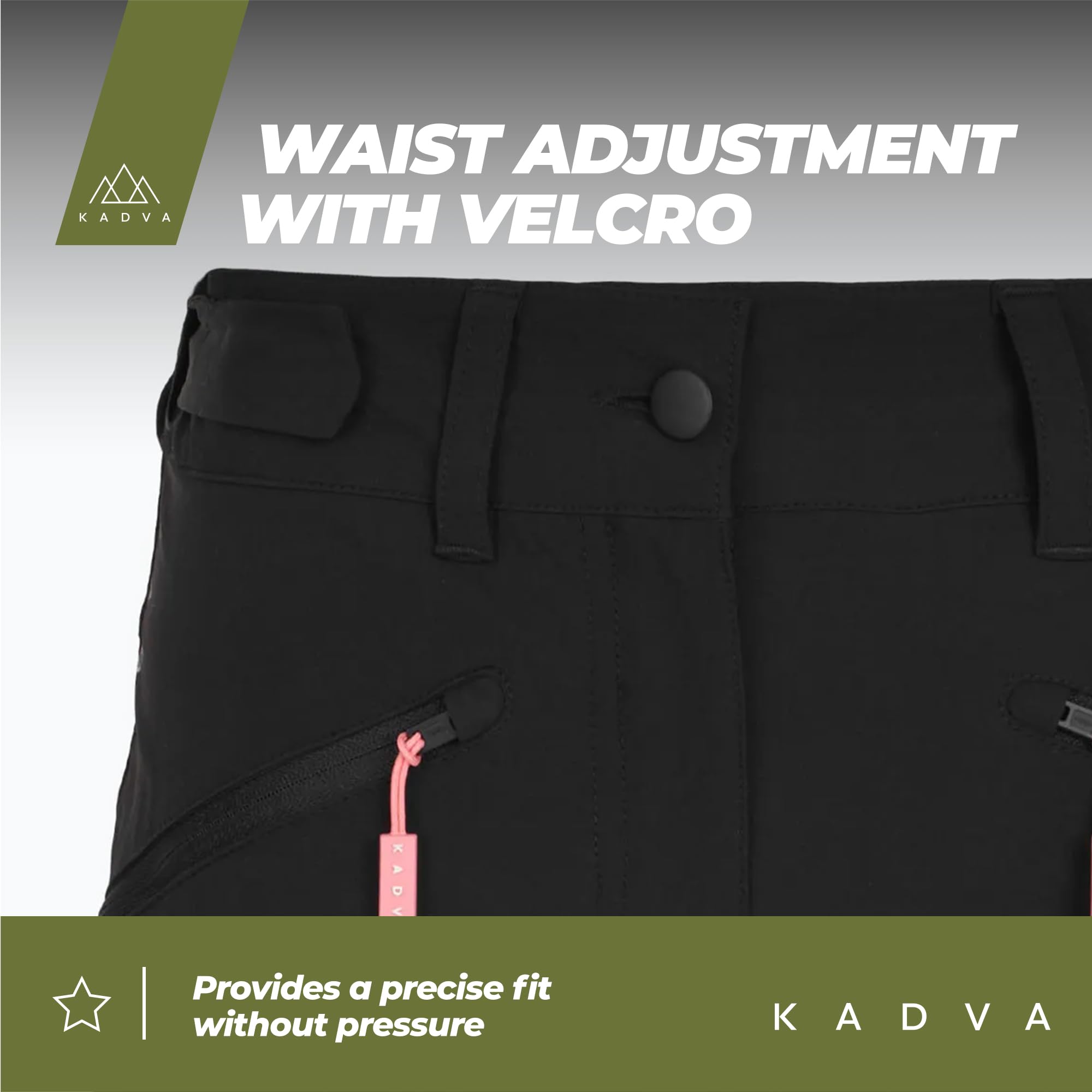 KADVA Reto szorty damskie XS – outdoor, trekking, styl sportowy, oddychające, szybkoschnące, regularny krój, regulowany ściągacz, 4 kieszenie, idealne do wędrówek i na co dzień