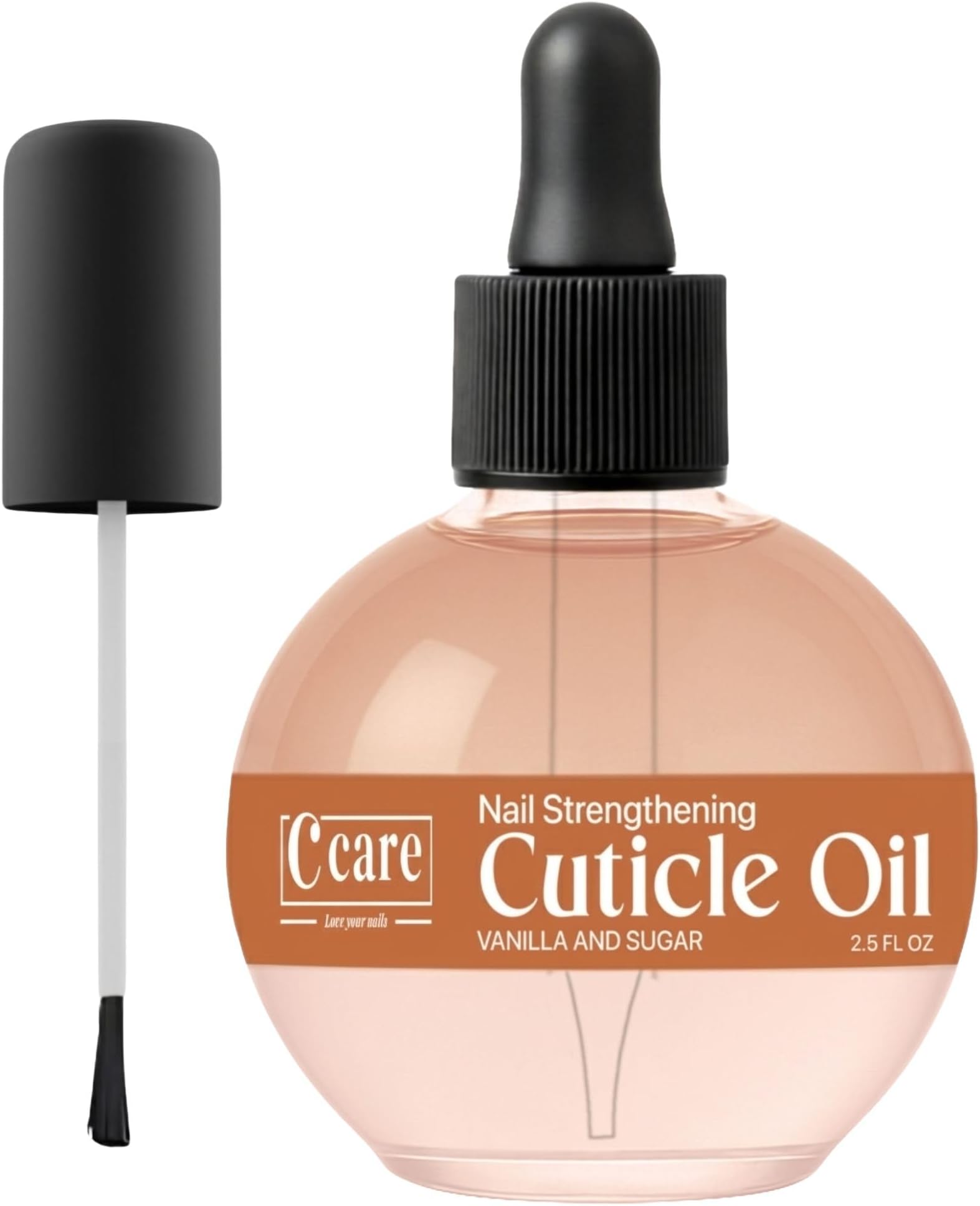 C CARE Vanilla & Sugar Cuticle Oil For Nails - Repairs Cuticles Overnight - Moisturizes and Strengthens Nails and Cuticles - Dropper & Brush included - 2.5oz