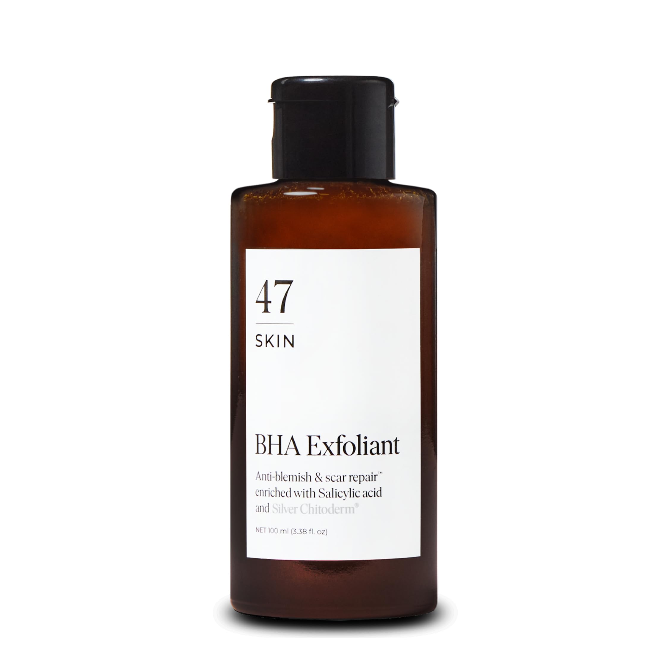 47 Skin Esfoliante BHA Anti-macchia | Arricchito con Chitoderma Argento per Tutti i Tipi di Pelle, Esfoliante Pelle Trasparente, 100ml