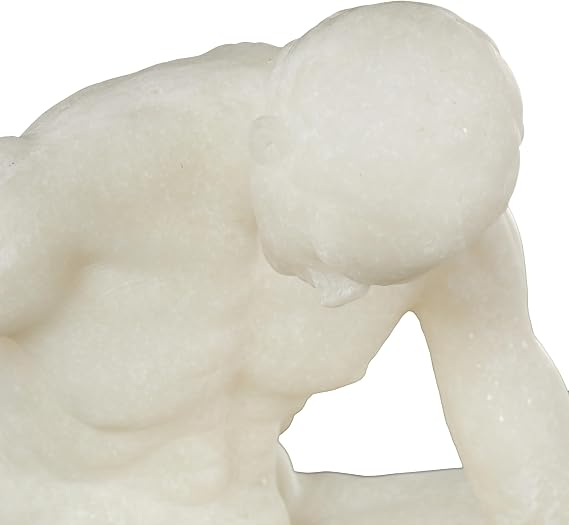 Deco 79 Polystone People Decorative Sculpture Sitting Home Decor Statue with Shimmer, Accent Figurine 10 x 12 x 10, White