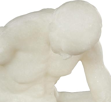 Deco 79 Polystone People Decorative Sculpture Sitting Home Decor Statue with Shimmer, Accent Figurine 10 x 12 x 10, White