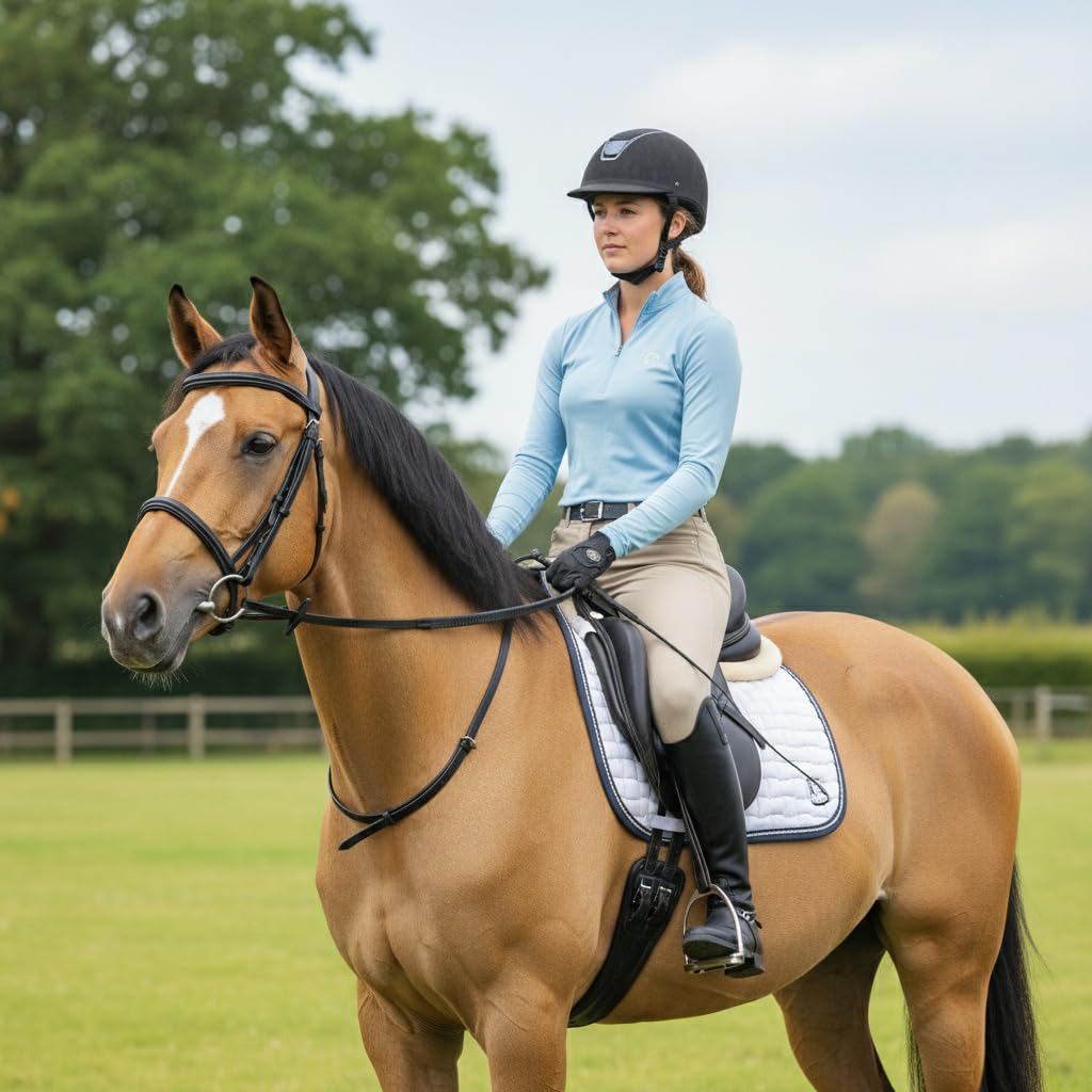 Leder-Halsriemen fürs Pferd – Verstellbarer Halsring als Balancehilfe & Sicherheitsriemen für Reiter – Reithilfe für einen sicheren Sitz, Pony, Cob/Full