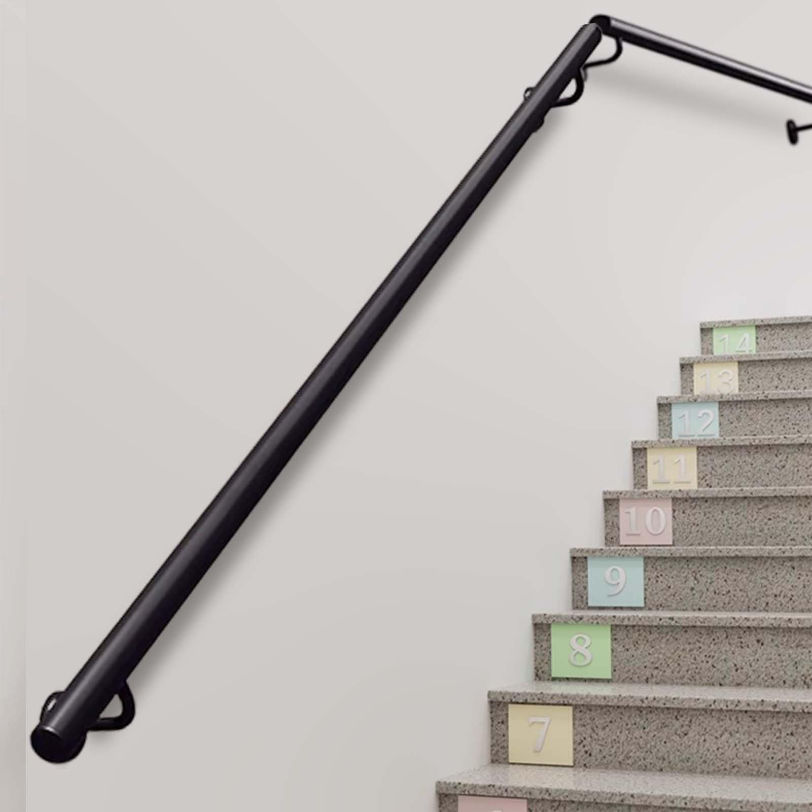 Rampe d'escalier en métal noir kit complet de 390cm pour intérieur