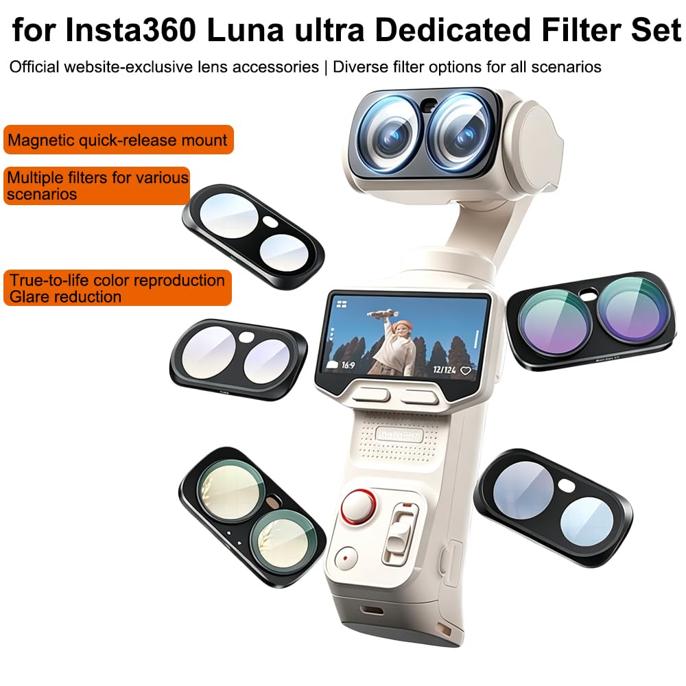 Kit di filtri magnetici per lenti Insta360 Luna Ultra Dual Lens, CPL/ND8/ND64/ND1000 1/4 Black Mist/UV/riduzione dell'inquinamento luminoso accessori per fotocamere (ND1000)