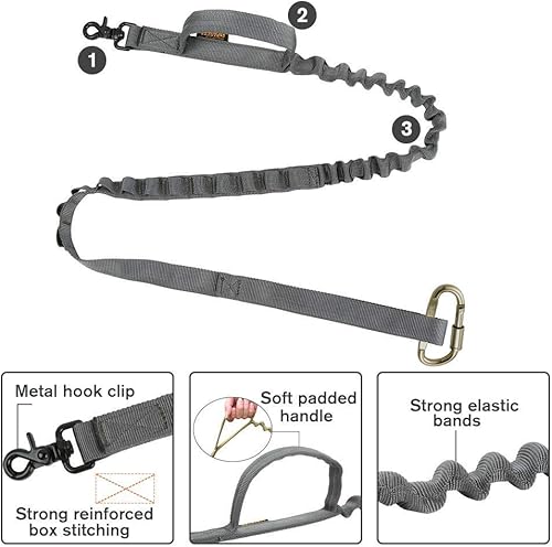 Miniatura 8 de Collar de perro de tamaño S para cachorros, correa elástica ajustable de nailon para perro, correa táctica para perros con asa