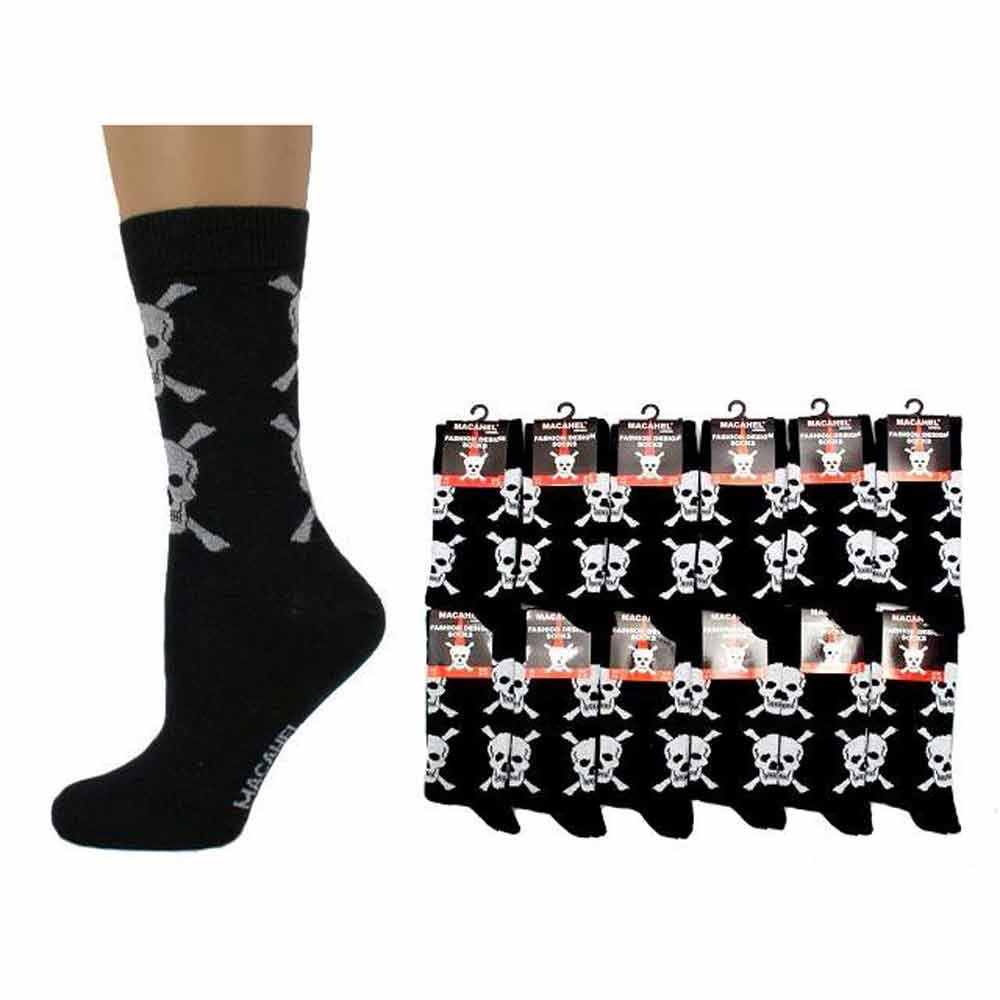 M Macahel Women's Large Skull Macahel Men's Cotton Rich Skull On Black Ankle Socks