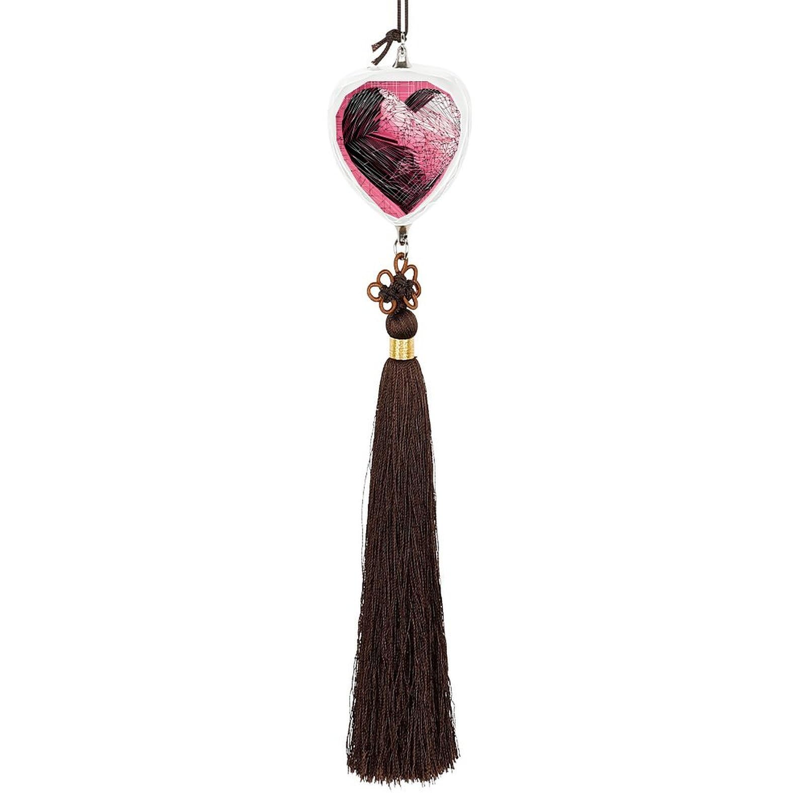 Crystal Auto Pendant Charms Love Crystal Car Rear View Mirror Charms Drawn Heart Shape Auto Hanging Interior Ornament Pendant Car Interior Accessories for Women Men CarCharms Decor
