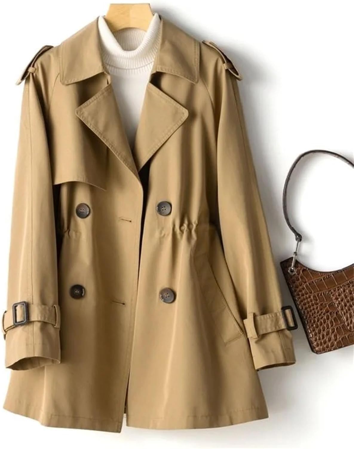 Women Trench Coat Korean Double-breasted All-Match Casual Loose Female Windbreaker Outerwear Overcoat Ladies