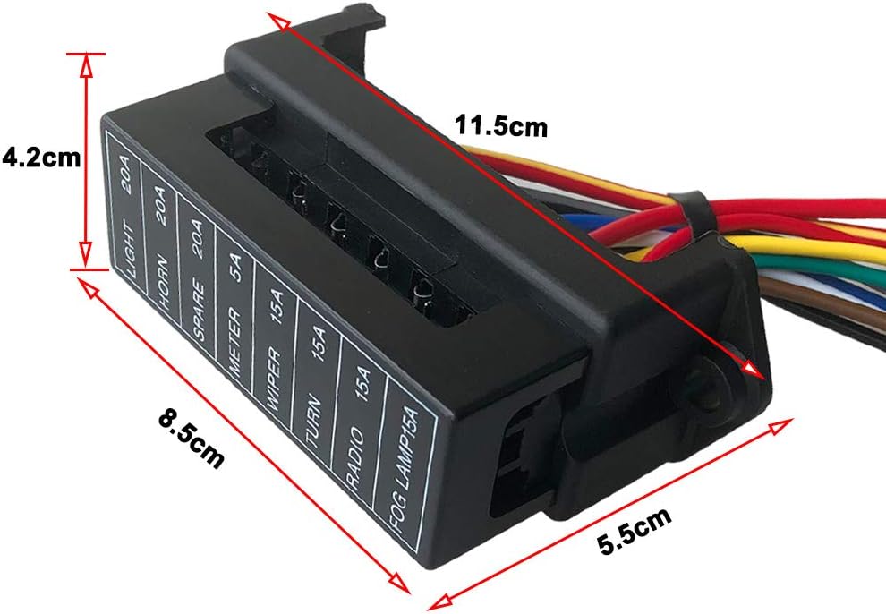QitinDasen Premium 8 Way Car Blade Fuse Block Box, 2 Input 8 Output Standard Blade Fuse Holder - Image 3