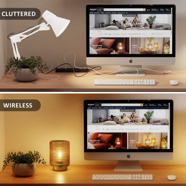 Miniatura 7 de Pequeña lámpara estética decorativa con temporizador para decoración de estantesmesita de camamesa auxiliar, lámparas de mesa inalámbricas a pilas