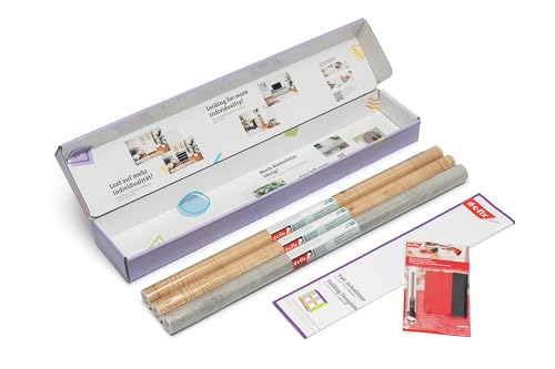 d-c-fix Juego creativo de láminas adhesivas para estanterías Ikea Kallax, 2 pinos Jura, 1 concrete (67,5 cm x 2 m)