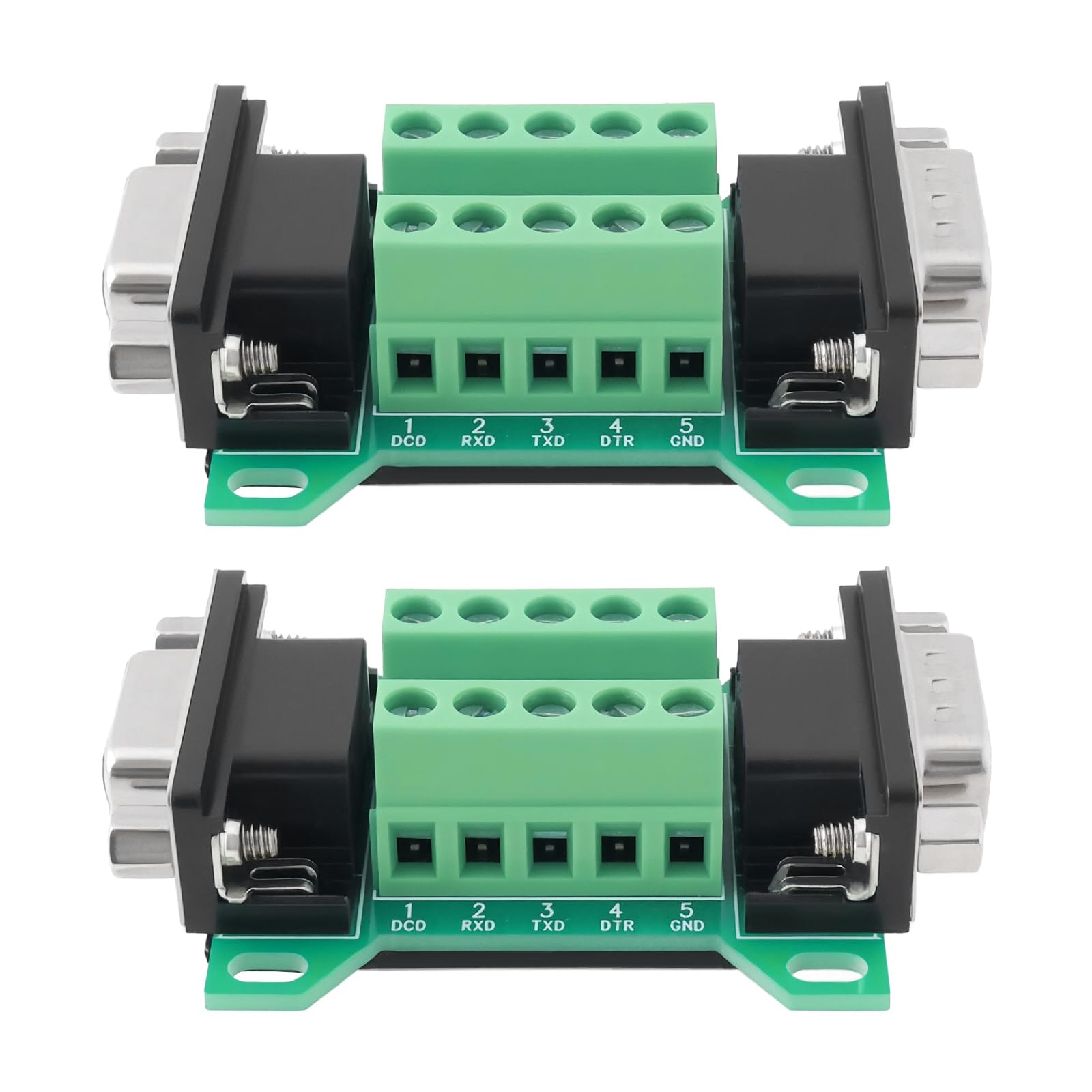 2 Piezas DB9 Macho A Hembra Placa de Conexión RS232 D-Sub Terminal Serial A 9 Pines para Equipo de Control Industrial Automático Caja Registradora