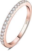 JewelryPalace 0.6ct Demi Eternel Empilable Bague Taille Rond 6 Cubic Zirconia Pierre Argent 925 Femme, Plaqué Or Jaune Or Rose Bague fin Anneau Fiançailles Mariage Promise Alliance, Bijoux Mariee