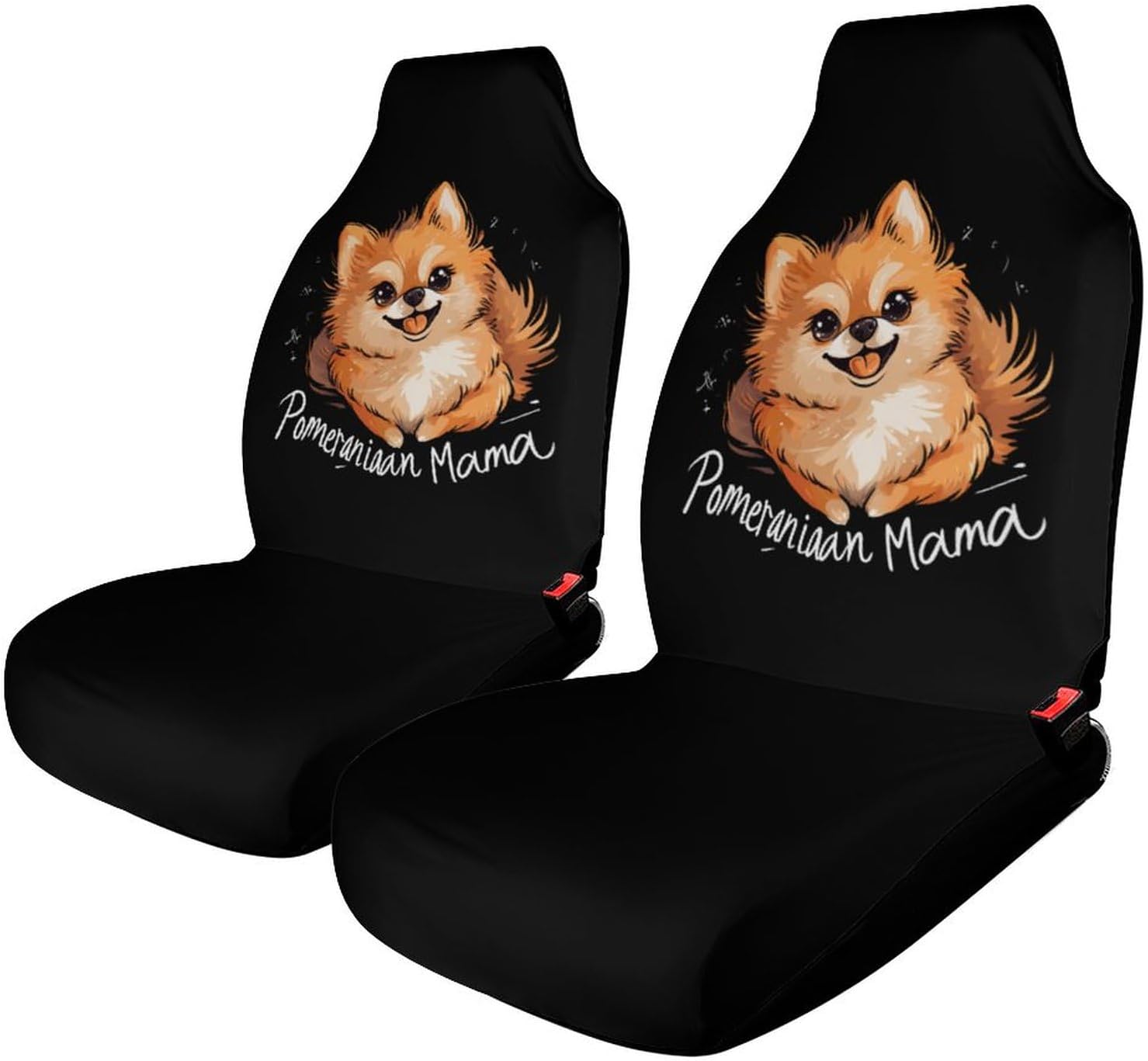 Pomeranian Mama Car Seat Covers Universal Car Front Seats Protector Auto Interior Accessories 1PCS