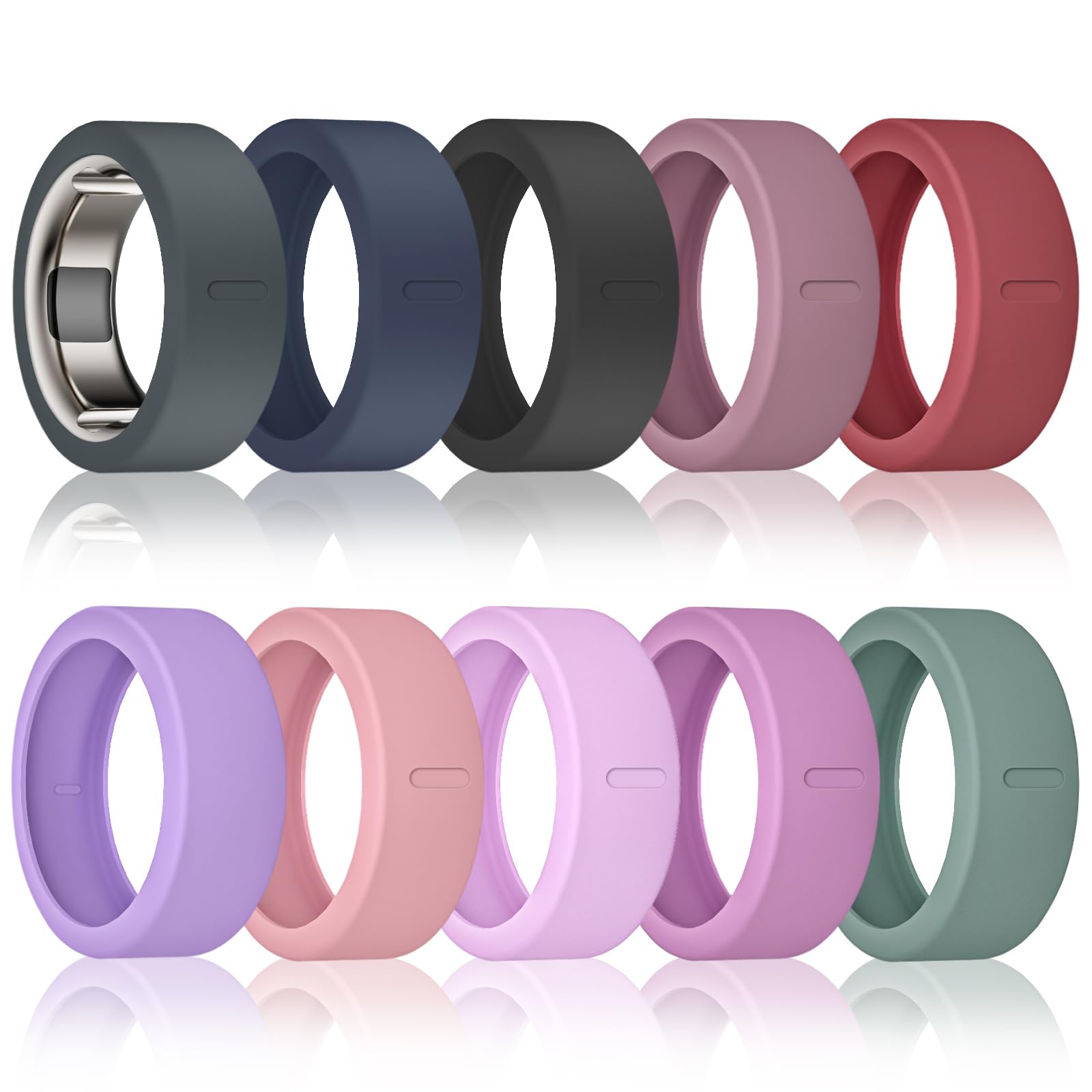 BandSmith Silicone Ring Cover Compatible with Oura Ring Protector, Elastic Case for Oura Ring Gen 4/3 Working Out - Patent Protected (Midnight Garden-10P, S for 678910)