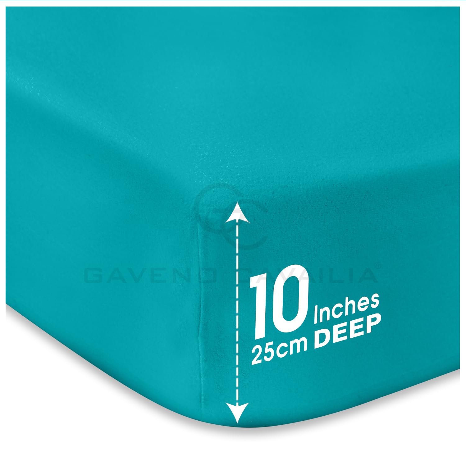 GC GAVENO CAVAILIA Super King Fitted Sheet Deep 10 Inch/ 25 Cm, Teal - Image 3