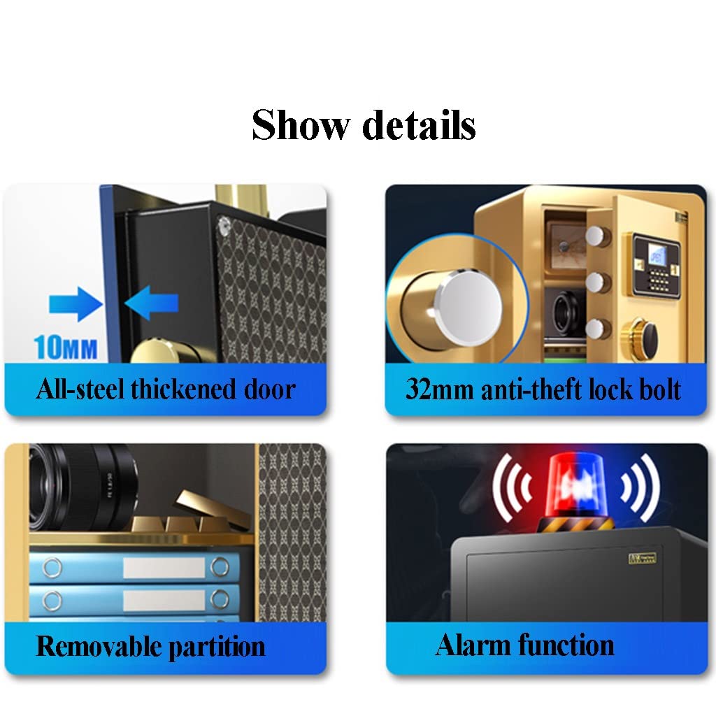 Caja De Seguridad con Luces De Seguridad Digitales, 60 Cm, con Contraseña Electrónica, para Documentos De Identidad, Documentos A4, Portátiles Y Joyas (Blanco, 38 X 33 X 45 Cm)