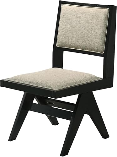Miniatura 4 de Contemporary 2pc Dining Arm Chairs Set for Room Table & Seating Kitchen Chairs Fabric Upholstered Plank Arms Oak Veneer Rubberwood,Black-2set