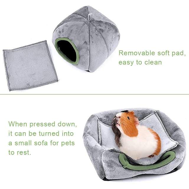 Foto 5 de 8 de Bhina Cama De Casa para Animales Pequeños,Cama De Conejo,Felpa Cálida Pequeña Hámster,Cama De Hámster…