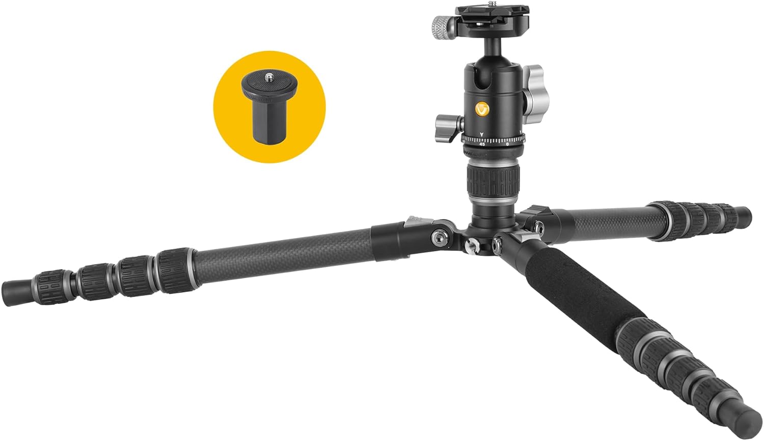 Vanguard VEO 3GO 235CB G2 Lightweight Carbon Fiber Travel Tripod with Ball Head, Smart Phone Holder, Bluetooth Remote, and Tripod Bag