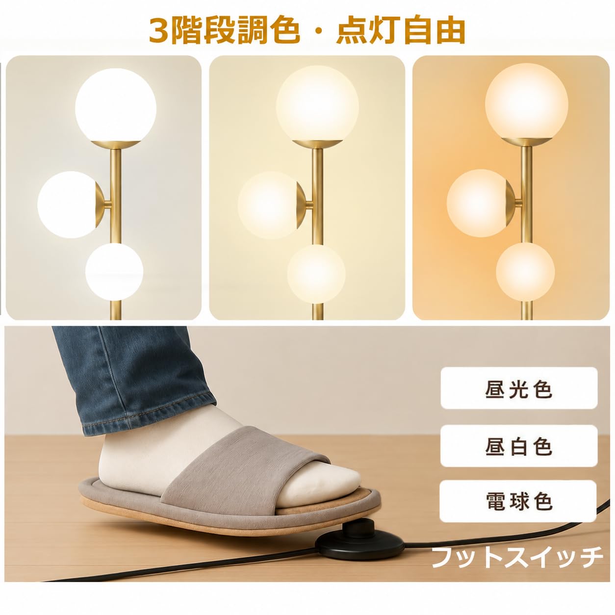 Amazon.co.jp : フロアライト 3灯 間接照明 スタンドライト led フロア
