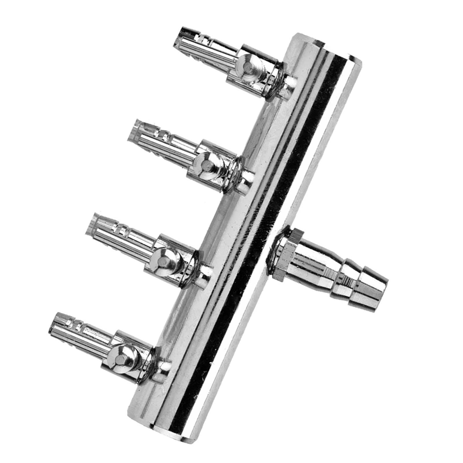 Ejoyous Luftverteilerventil, Edelstahl, Aquarium-Luftregelventil, 6-Wege, 8 Mm Einlass Bis 4 Mm Auslass, Verstellbarer Gas-Shunt für CO2-Ausrüstung, Belüftungspumpe für Aquarien (8 bis 4
