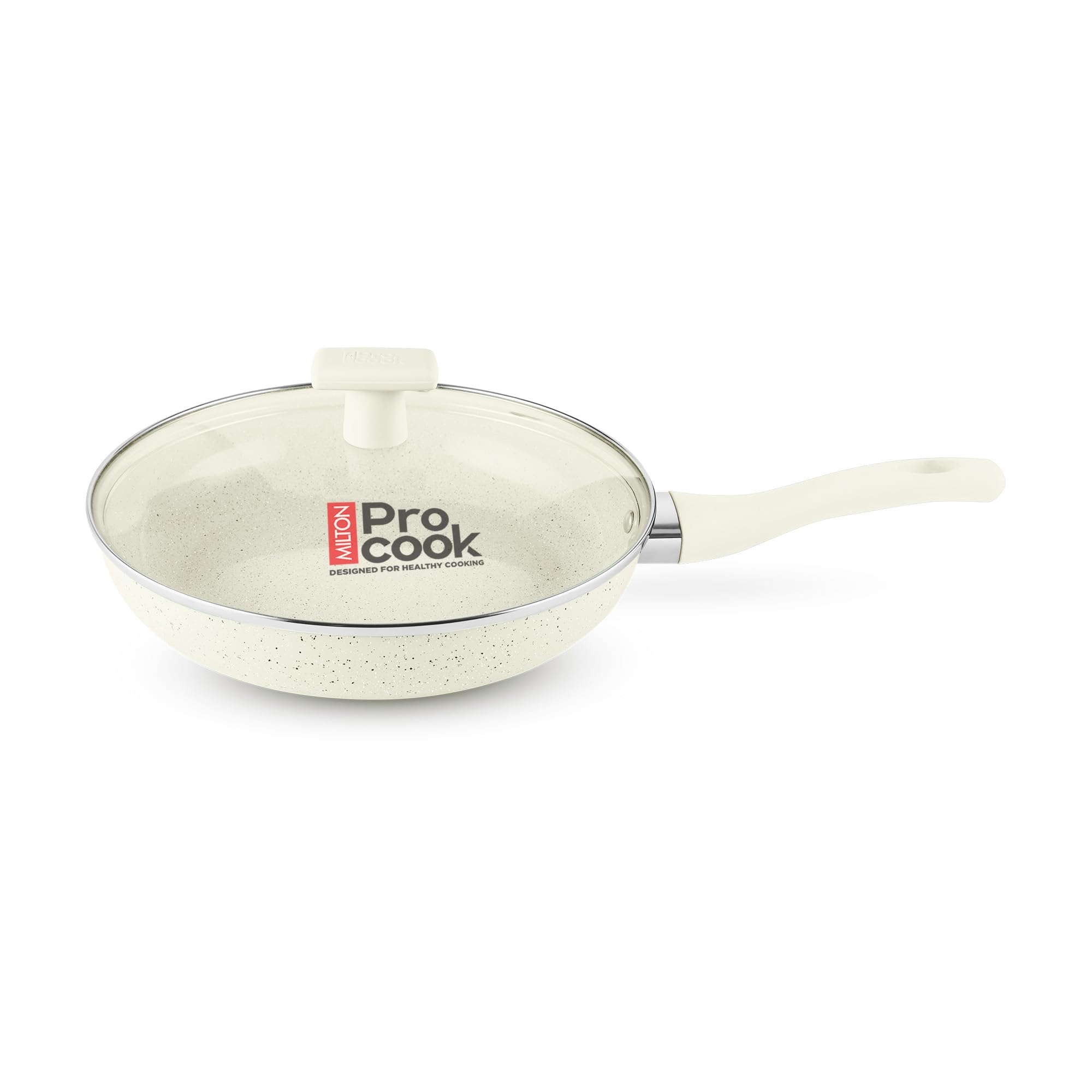 MILTON Pro cook Induction Cookware & Gas Stove Friendly Premium Ceramic Non-Stick Fry Pan with Glass Lid 24cm | KFCC South Korean Ceramic | PFOA & PFAS Free | Low-Oil Cooking | 2 Y Warranty | Cream-image-11