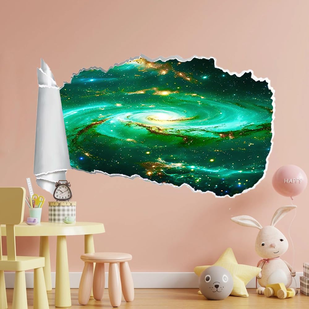 3D Wandaufkleber, Kosmischer Wirbel Durchbruch Wandtattoos Deko Wand Selbstklebend Grünfläche, Wand Aufkleber Wanddurchbruch Wandsticker für Zuhause, Schlafzimmer, Wohnzimmer