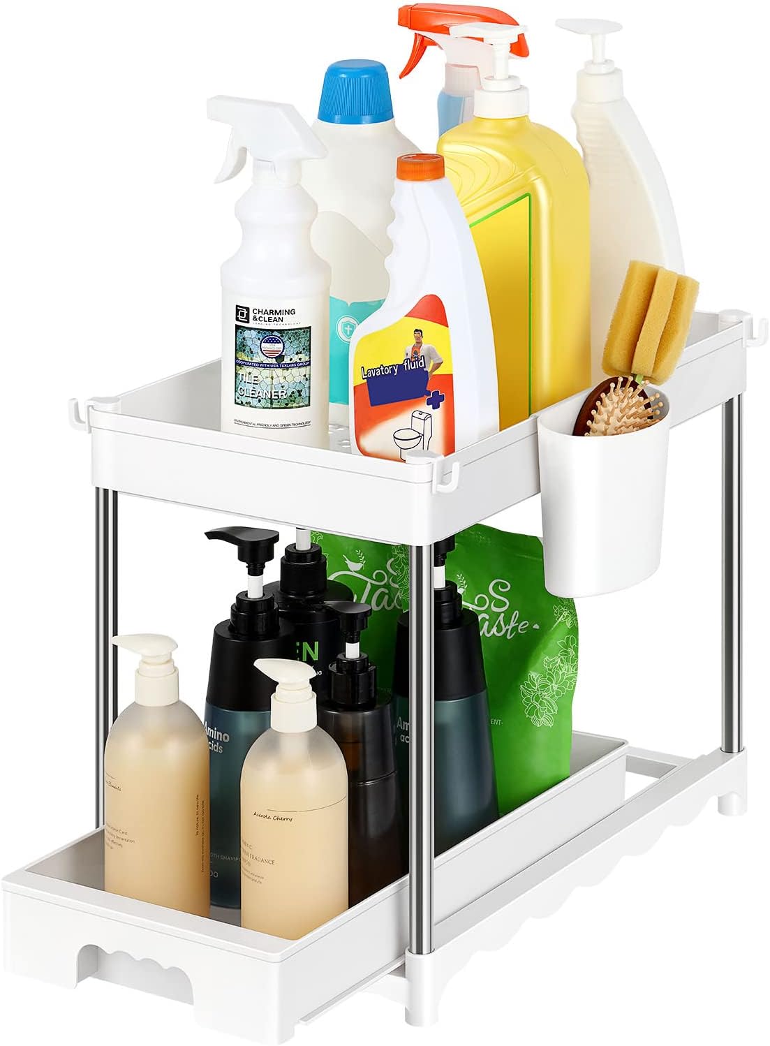 YOCOLE Unter Waschbecken Regal 2-stöckig - Ablage Mit Schublade Für Badezimmer & Küche