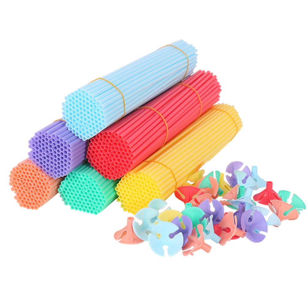 Toddmomy100pcs/ Set 32cm Balloon Sticks With Cups Balloon Sticks Holders Balloon Stand Kit Party Supplies (Mixed Color)