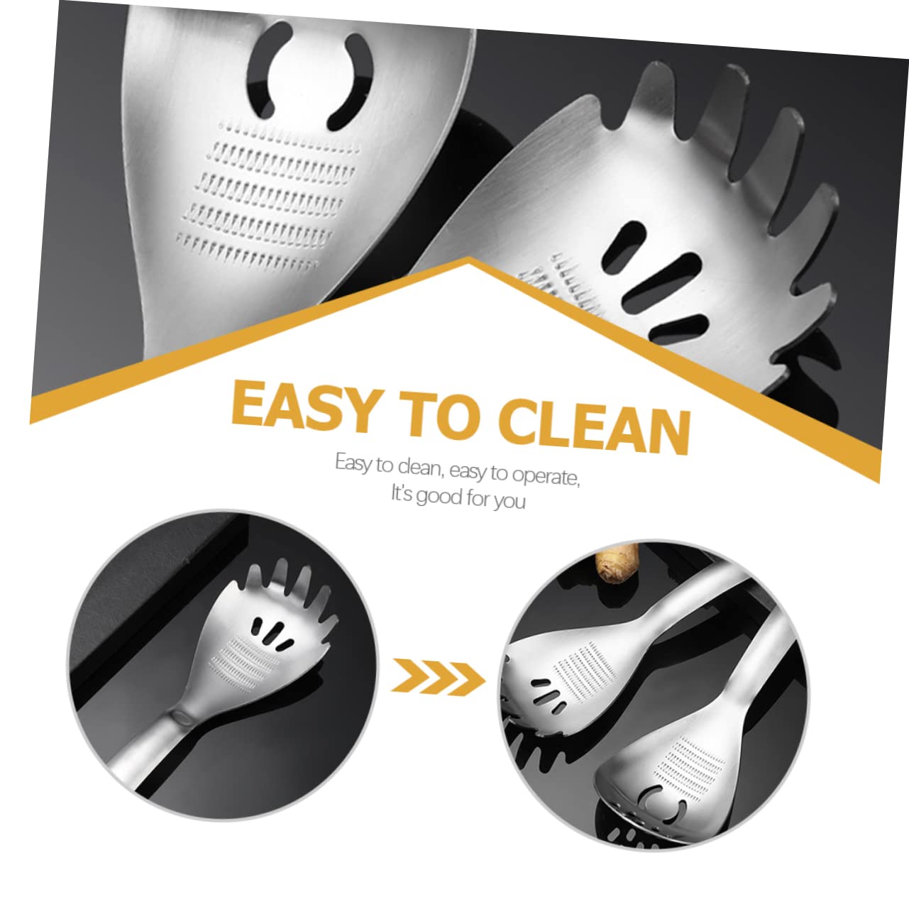 FUNOMOCYA Stainless Steel Colander Spaghetti Os Spoon and Spaghetti Spoon Reusable Pasta Spoon Cookware Kitchen Serving Spoon for Pasta Chopstick Stand Rest Cooking Utensil Silver