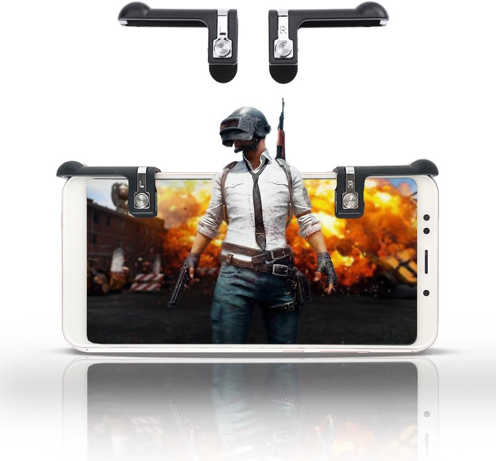 Mobile Game Controller, SIKSIN Game Fire Button Sensitive Shoot and Aim Triggers L1R1 Phone Game Controller Button Fit All Touch Screen Smartphone PUBG Mobile/Rules of Survival/Knives Out/Free Fire/