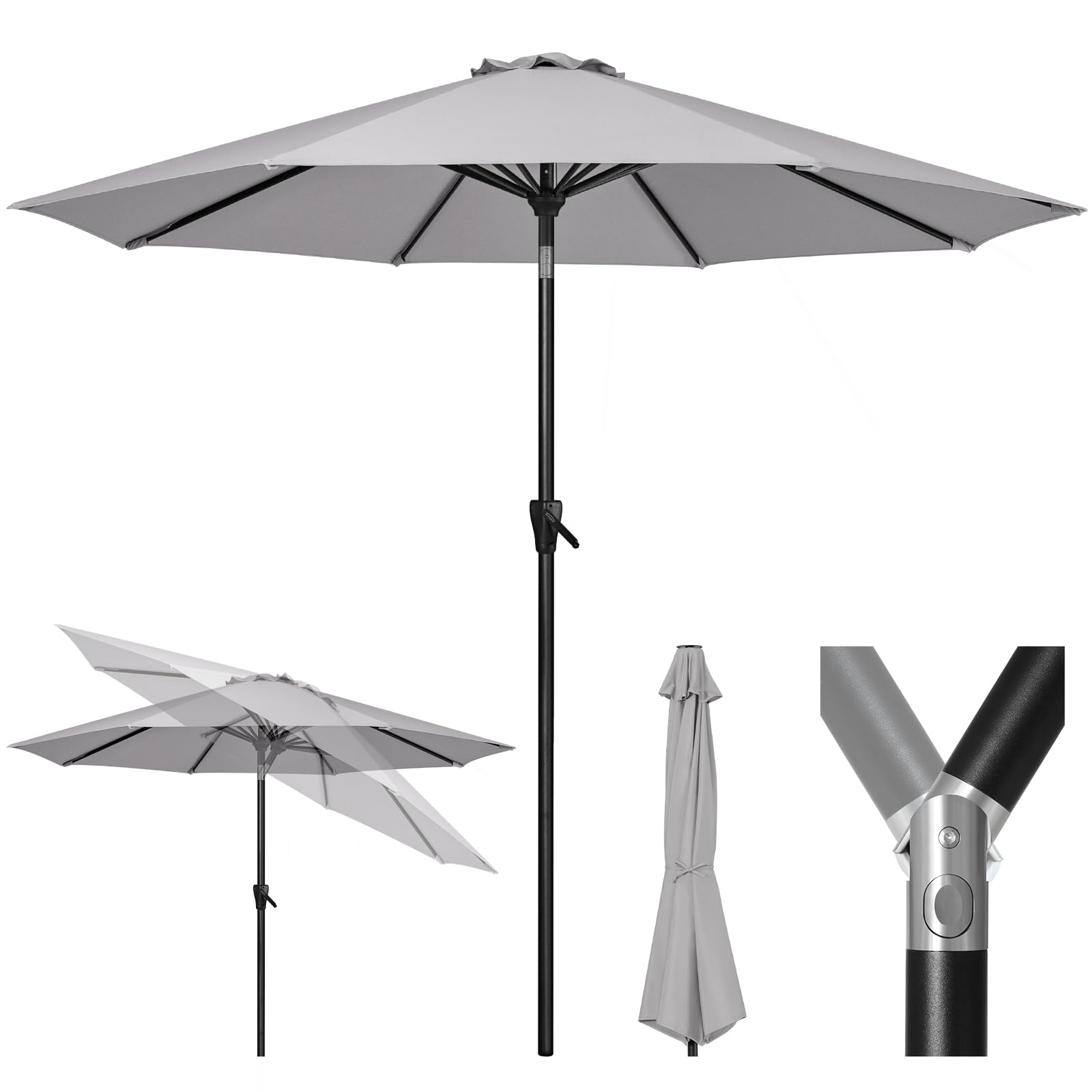 tempera patio market outdoor table umbrella with push button tilt and crank, large sun umbrella with sturdy pole & fade resistant canopy, easy to set