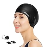 Swimming Cap, Silicone Swim Cap for Women Men, Durable Non-Slip Waterproof Swim Cap Protect Ears, Long Hair for Adults, Older Kids