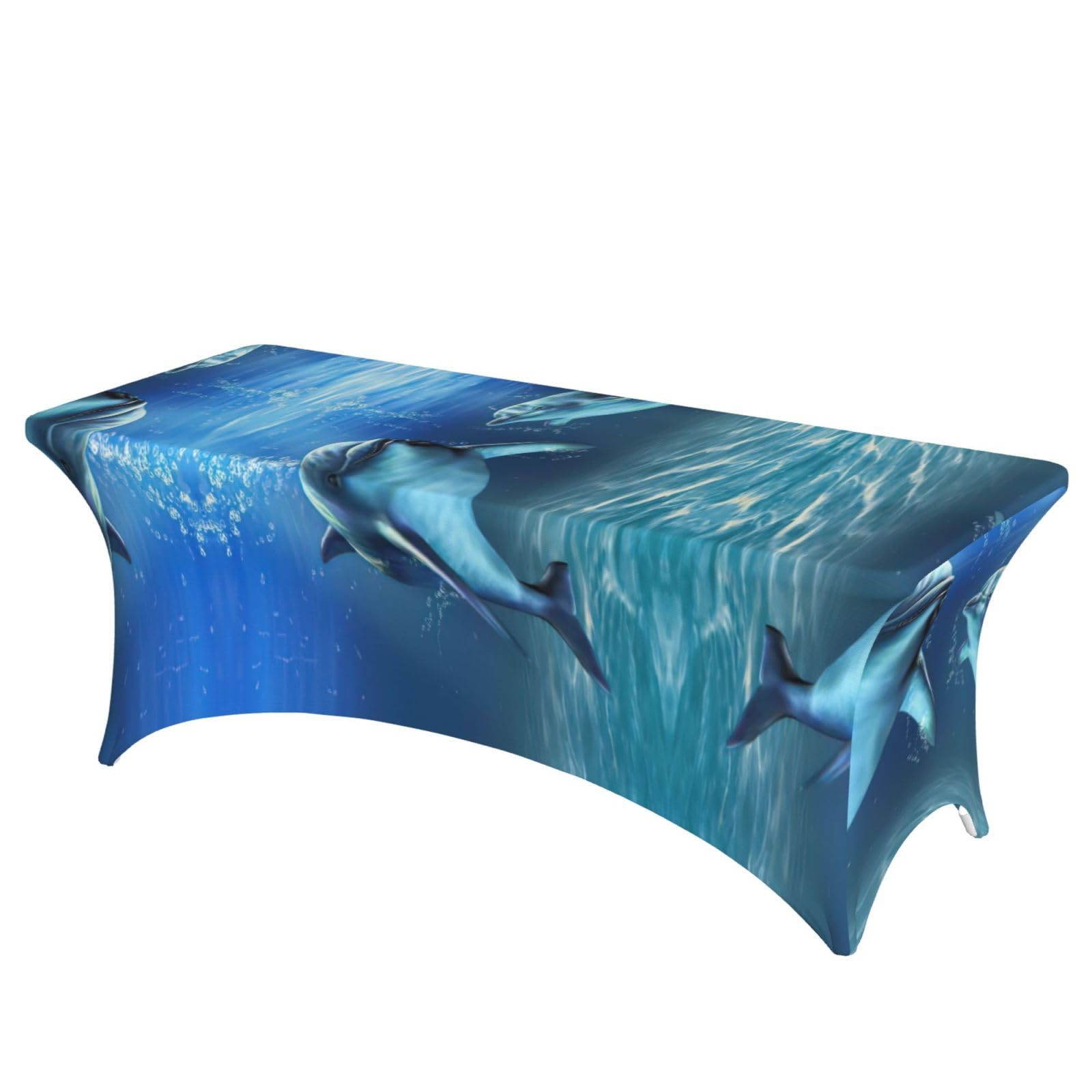 Housse de table rectangulaire extensible 1,8 m motif dauphins