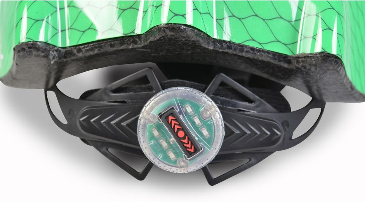 Close-up of the rear light on the Byox Dino Kids Helmet (off)